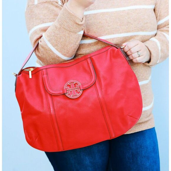 NWT Tory Burch Amanda Shoulder Hobo Bag Lobster - Picture 4 of 16